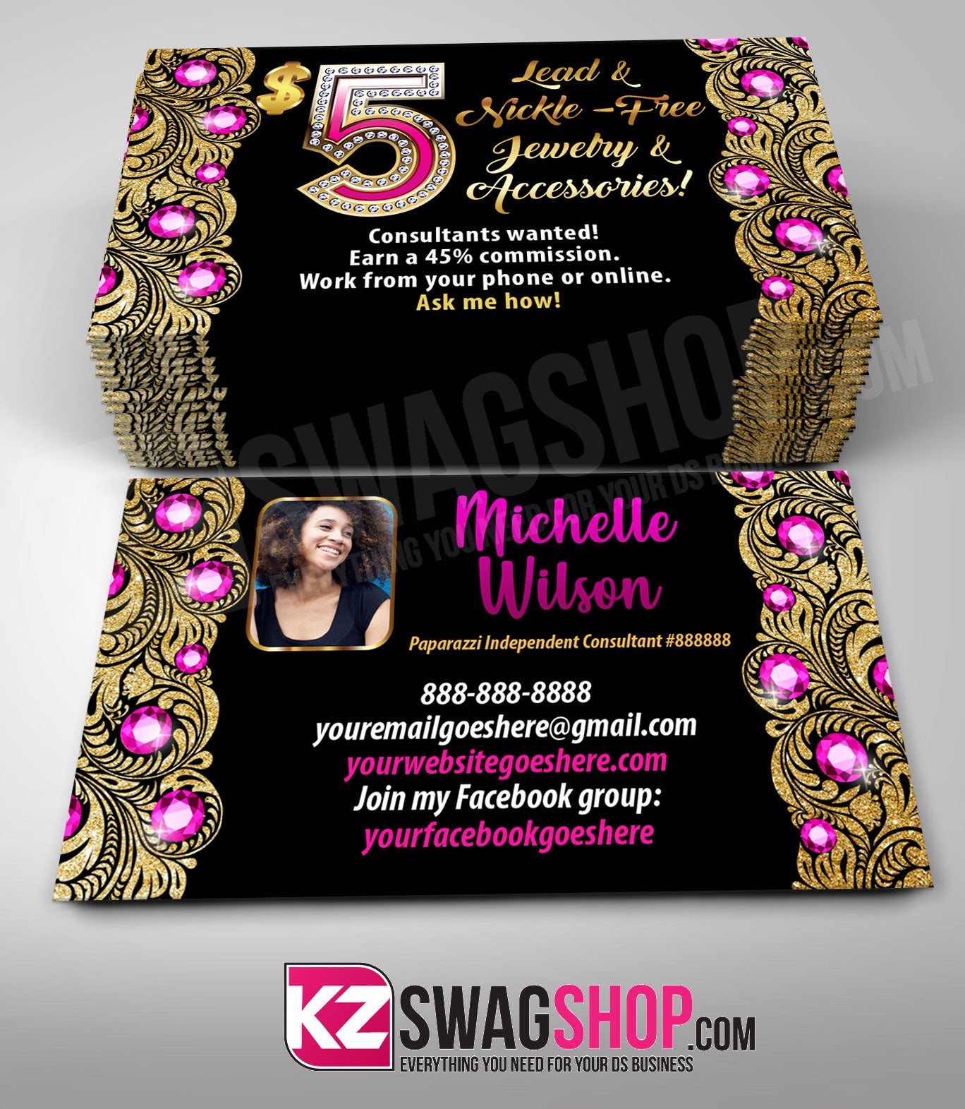 $5 Bling Jewelry Business Cards Style 26