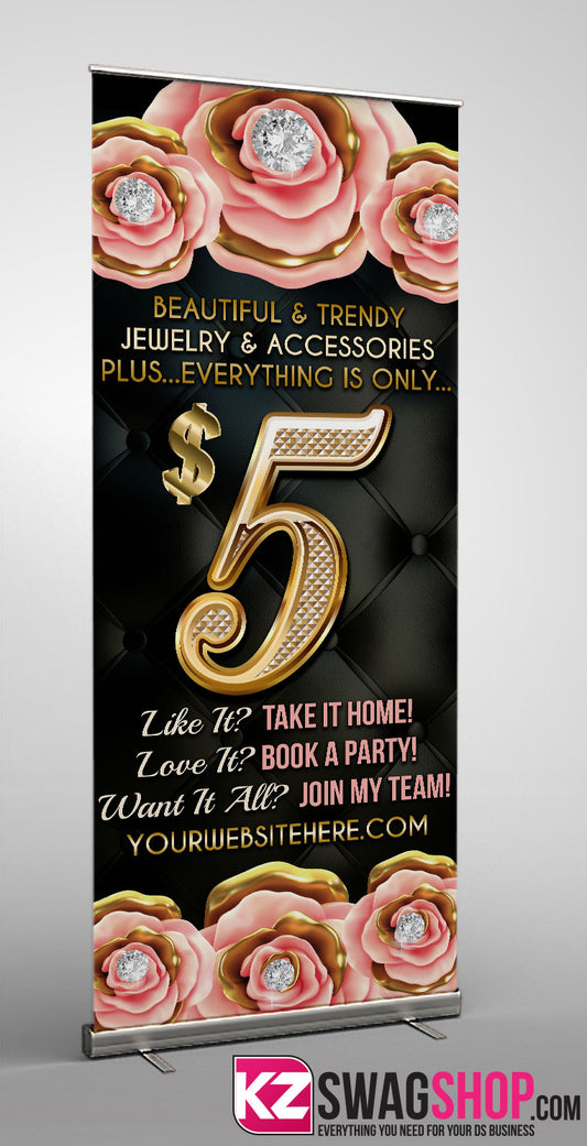 $5 Bling Retractable Banner style 25