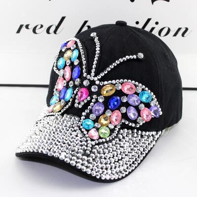 Bling Rhinestones Colorful Big Butterfly Hat - 3 colors to choose